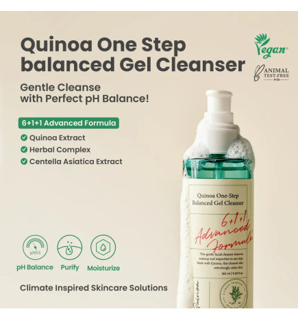 Sabalansēts sejas attīrošs gēls ar kvinoju AXIS-Y Quinoa One-Step Balanced Gel Cleanser