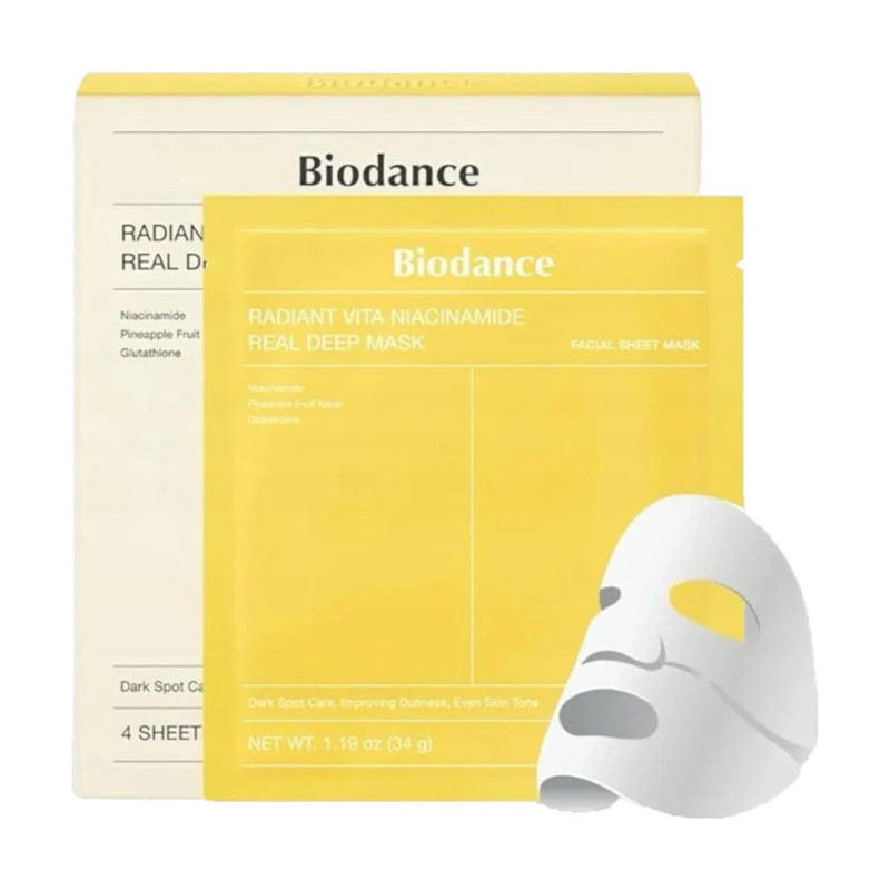 Ночная гидрогелевая маска для сияния и выравнивания тона кожи Biodance Radiant Vita Niacinamide Real Deep Mask