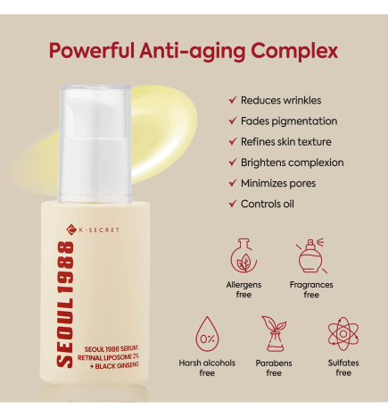 Serums ar retinalu Seoul 1988 Serum: Retinal Liposome 2% + Black Ginseng