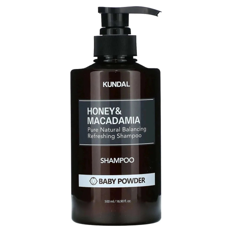 KUNDAL Honey & Macadamia Pure Natural Balancing Refreshing Shampoo Baby Powder, 500 ml