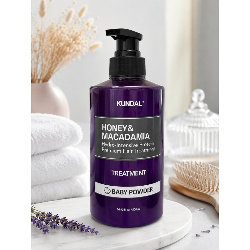 KUNDAL Honey & Macadamia Hydro-Intensive Protein Premium Hair Treatment Baby Powder, 500 ml