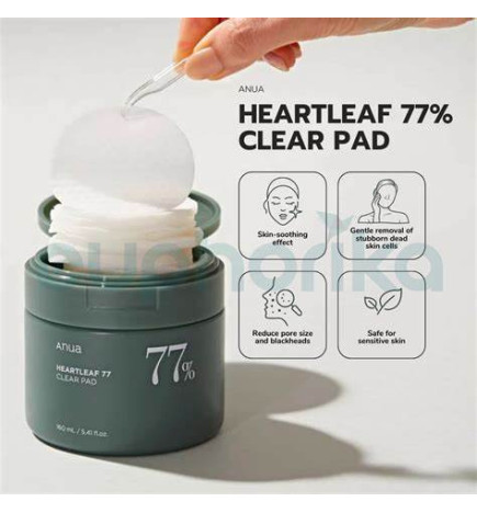 Nomierinošie tonika spilventiņi ar hjortlapiņām Anua Heartleaf Toner Pad (70 gab.)